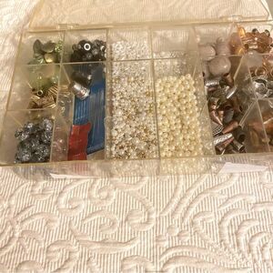Crafters Lot Of Jewelry Making Beads With Storage Organizer Case